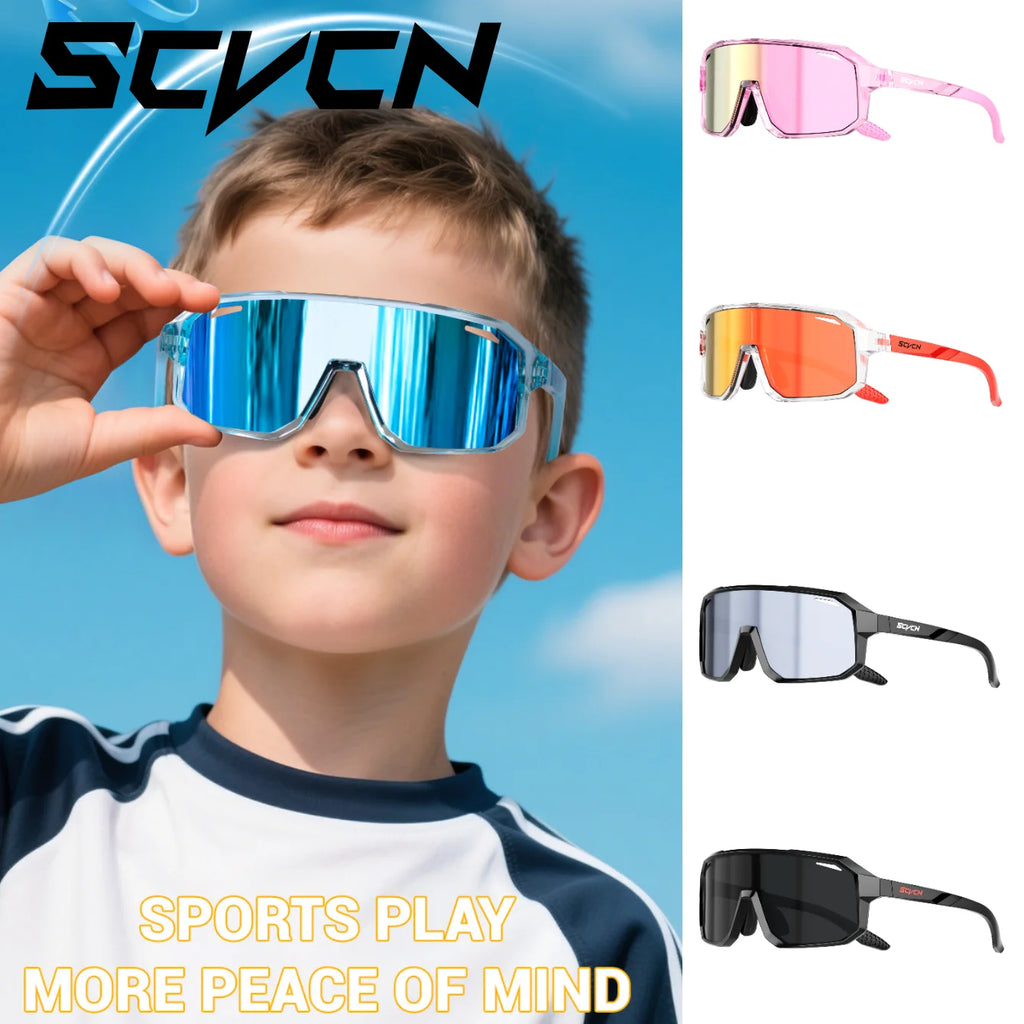 SCVCN Kids UV400 Photochromic Cycling Sunglasses – Boys & Girls Outdoor Sports Riding Glasses