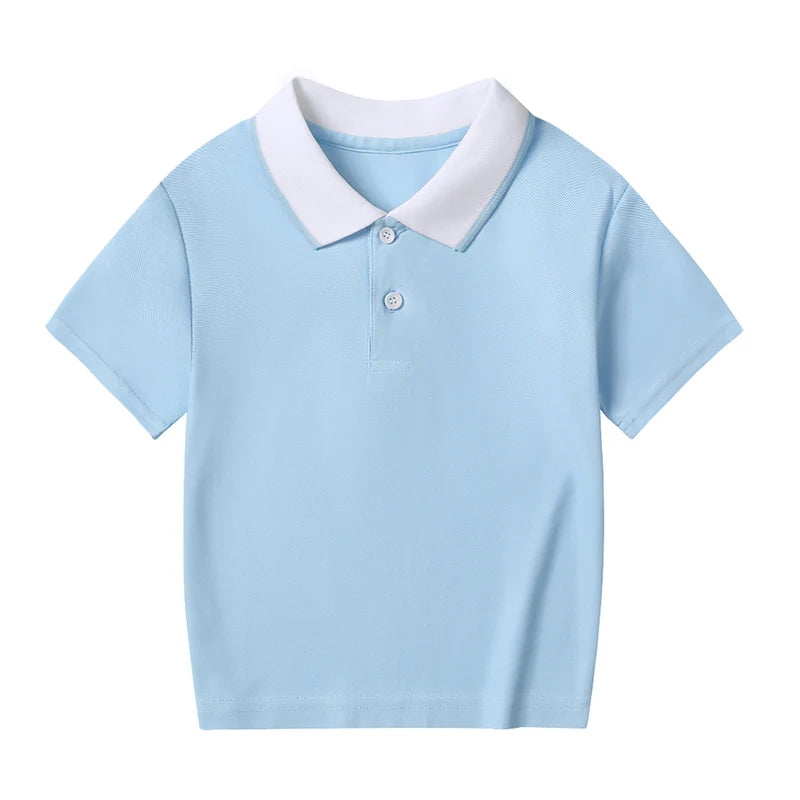 Children's Summer Color Matching Polo Shirt – Casual Short Sleeve Top for Boys & Girls