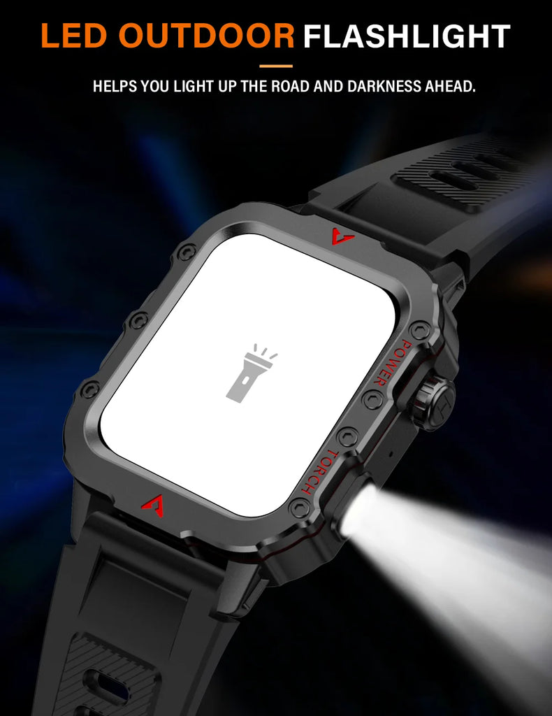 LAXASFIT Q11 Men’s Smart Watch with LED Flashlight, Fitness & Health Monitoring