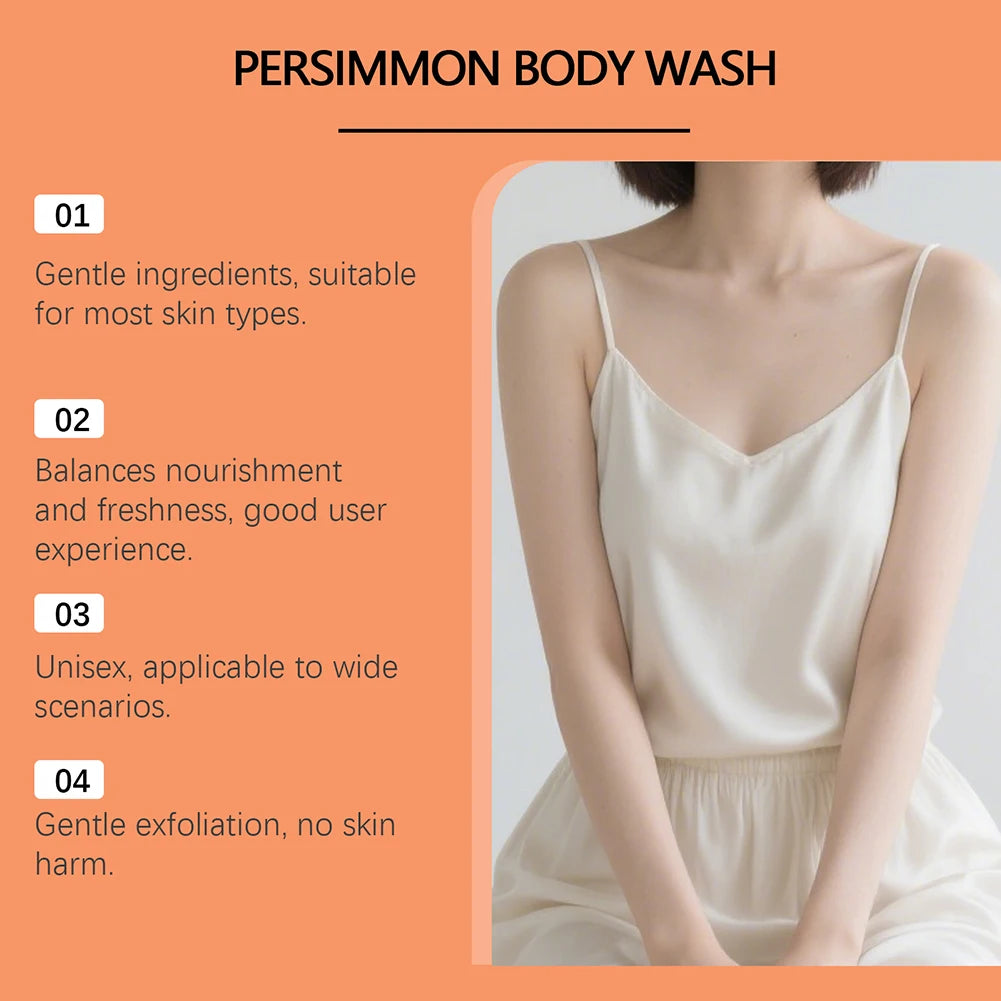 Persimmon Moisturizing Body Wash 120ml – Natural Deodorant Shower Gel for Odor Control & Soft Skin