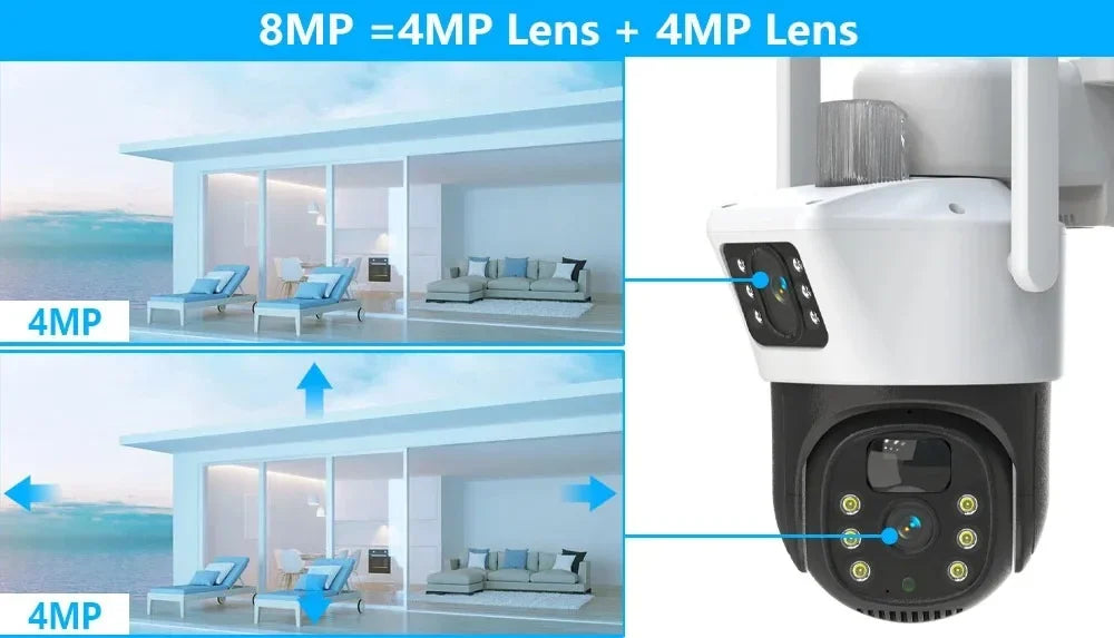 100% Wire-Free Solar PTZ Dual Lens 12.5" LCD Monitor 10CH WiFi NVR 8MP 4K Wireless Home Security Camera System