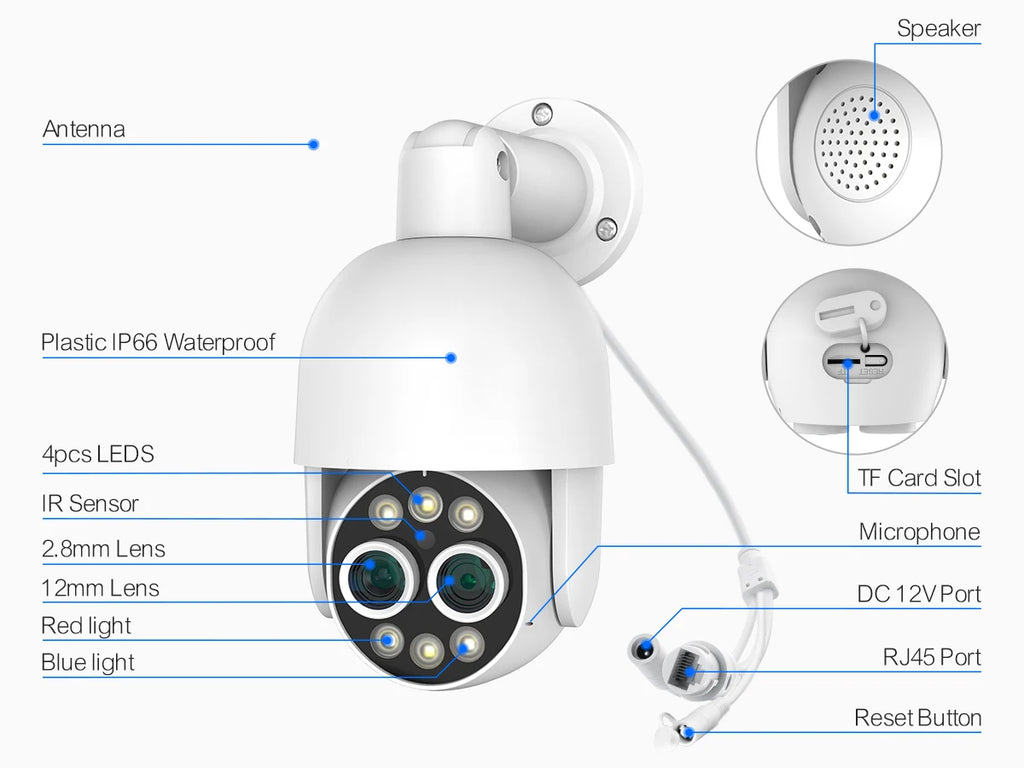 Techage 16CH 8MP Dual Lens PTZ POE CCTV Camera System with Human Detection and Two-Way Audio