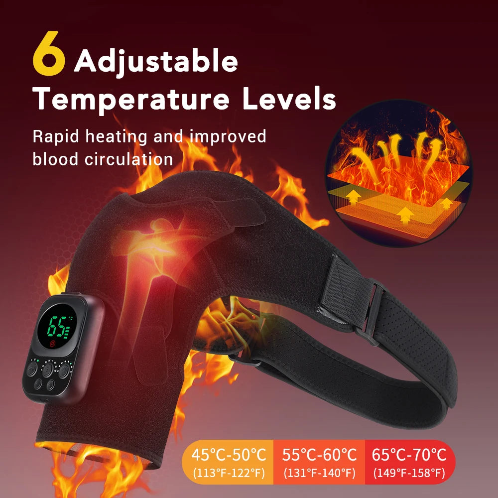 Wireless Shoulder Heating Pad With Massage 6 Temperature Levels App Control 5000mAh Battery AMH02