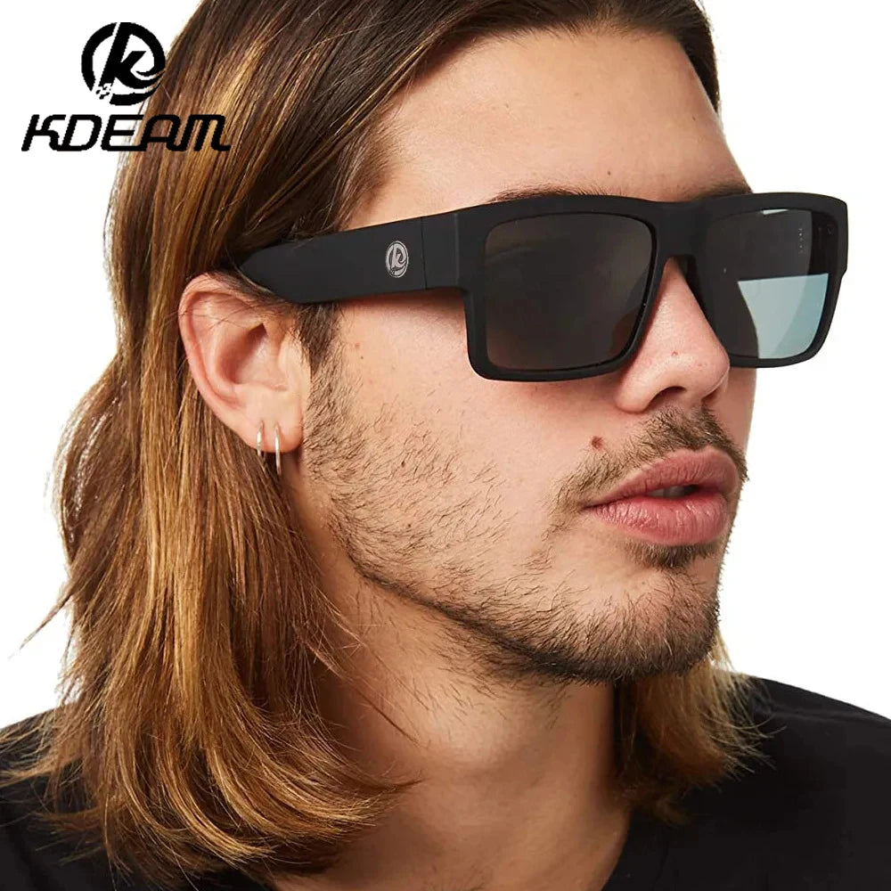 KDEAM Classic Square Polarized Sports Sunglasses UV400 Windproof Outdoor Fishing Driving Shades for Men KD093