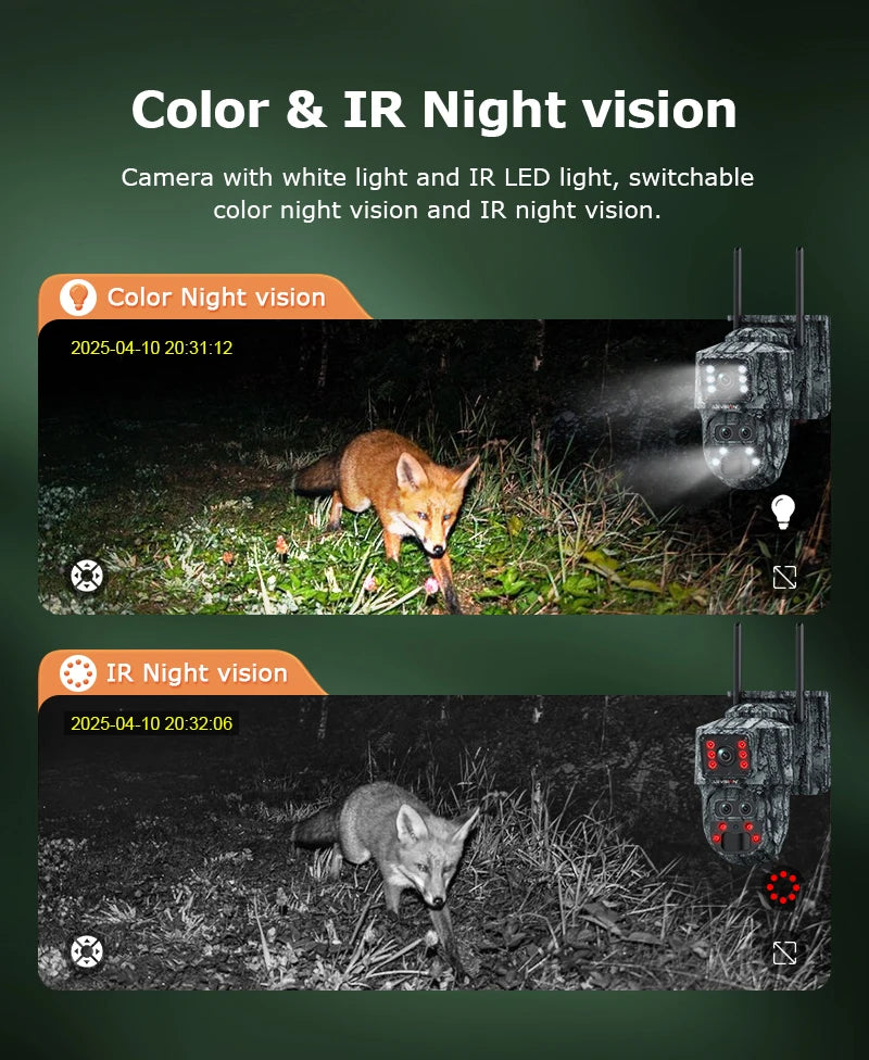 LS VISION 12MP 6K Solar Camera 15X Zoom 4G/WiFi Triple Lens Night Vision PTZ Trail Camera