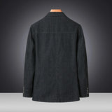 Men’s Solid Denim Jacket – Vintage Casual Slim Fit Cotton Blazer thumbnail 3