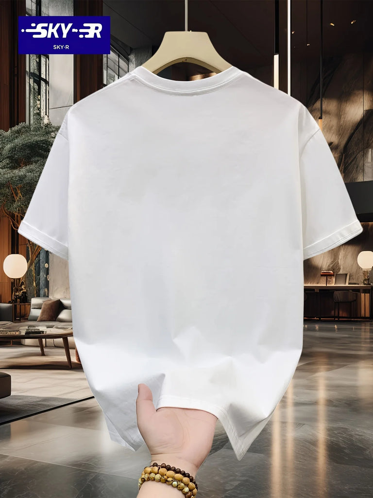 Men’s 100% Cotton Casual Letter Print T-Shirt – Loose Fit Short Sleeve Tee