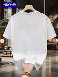 Men’s 100% Cotton Casual Letter Print T-Shirt – Loose Fit Short Sleeve Tee thumbnail 6
