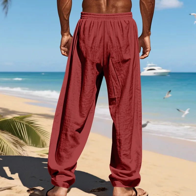 Men's 16-Color Breathable Linen Yoga Pants Loose Casual Sportswear for Spring/Summer