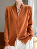 100% Wool Women’s Zipper Turtleneck Sweater – Casual Loose Knit Cardigan for Autumn/Winter thumbnail 26
