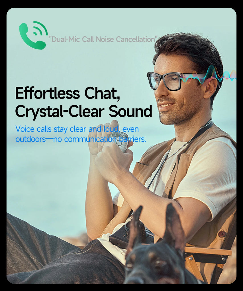GUHUAVMI Smart Glasses for Men – 8MP Camera | WiFi | Bluetooth | AI Features | IP65 Waterproof
