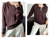 100% Cotton Women’s O-Neck Solid Cardigan – Luxury Designer Pullover thumbnail 25