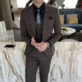 Men’s Modified Plaid Three-Piece Suit – Slim Fit England Style Vest & Trousers Set thumbnail 33