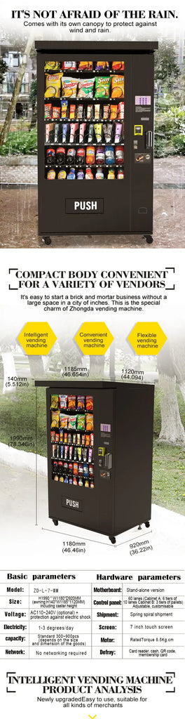 Hot Selling Large Capacity Automatic Combo Snacks & Drinks Vending Machine – Outdoor 24 Hours