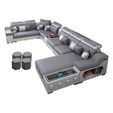 Linlamlim Modern Sectional Sofa Set with Chaise Lounge, Bluetooth Speakers & USB Charging Ports thumbnail 1