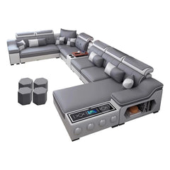Linlamlim Modern Sectional Sofa Set with Chaise Lounge, Bluetooth Speakers & USB Charging Ports