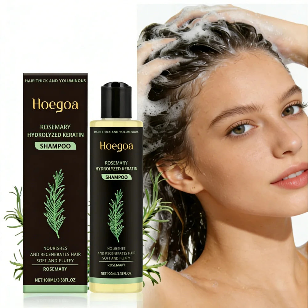 3pcs Rosemary Hair Growth Shampoo Set 100ml – Thickening Hydrolyzed Keratin Formula for Dry, Frizzy & Damaged Hair