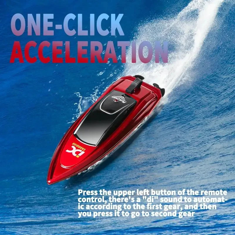 Mini Remote Control Boat 5 km/h – Wireless High-Speed Model Boat with LED Lights