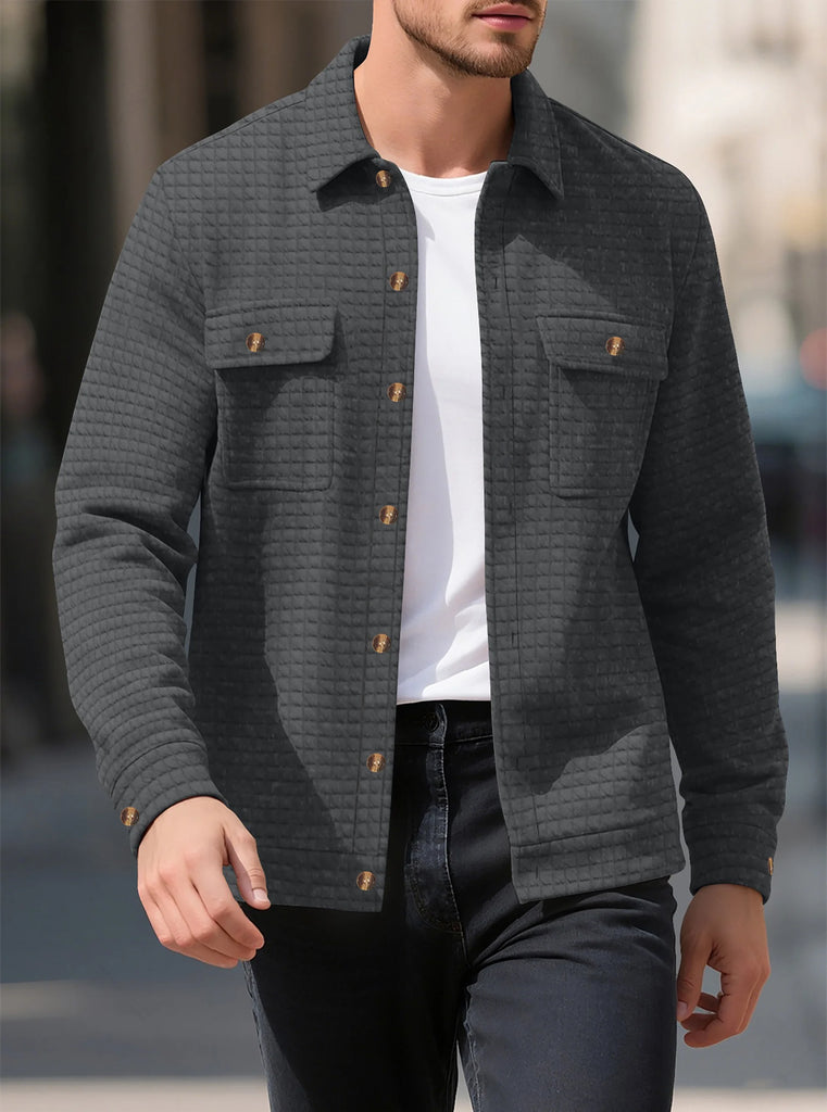 Men’s Spring Business Casual Single-Button Multi-Pocket Jacket