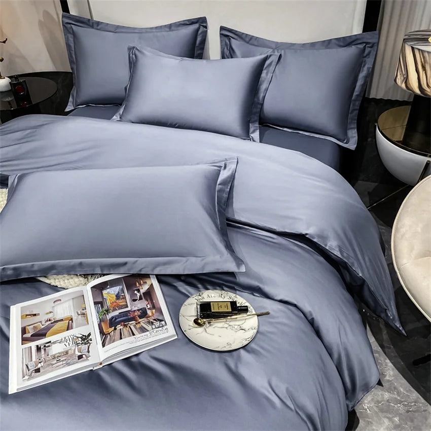 Luxury 100% Egyptian Cotton Bedding Set – Duvet Cover & Pillowcases, Soft Bed Linen for Double, Queen, King Size Beds