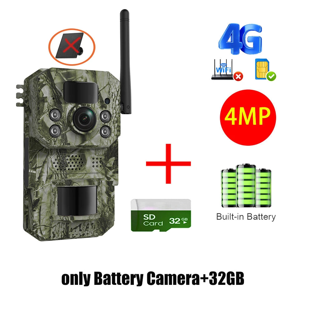 INQMEGA4G 2K 5MP PIR Motion Sensor Hunting Trail Camera with Night Vision & Solar Battery – IP66 Waterproof