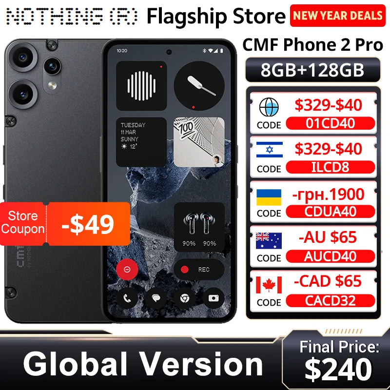 CMF Phone 2 Pro Global Version 5G Smartphone 6.77" AMOLED 120Hz 50MP Triple Camera 5000mAh NFC