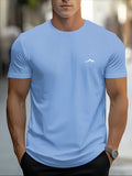 Men's Summer Cotton Casual Sports T-Shirt with Mountain Print, Short Sleeve, Round Neck thumbnail 1