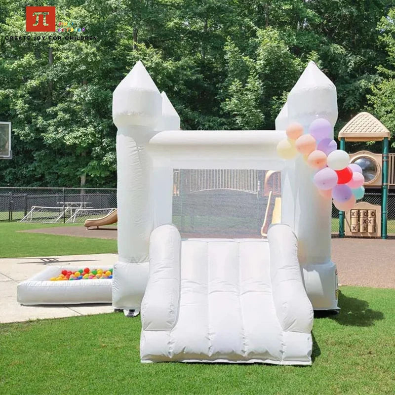 Commercial White Inflatable Bounce House Bouncy Castle 10x10ft with Blower – Kids & Events