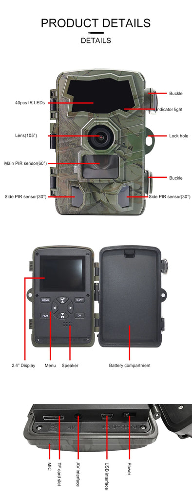 H888 WIFI Wildlife Trail Camera 32MP 4K Hunting Night Vision IP66 Waterproof Photo Trap
