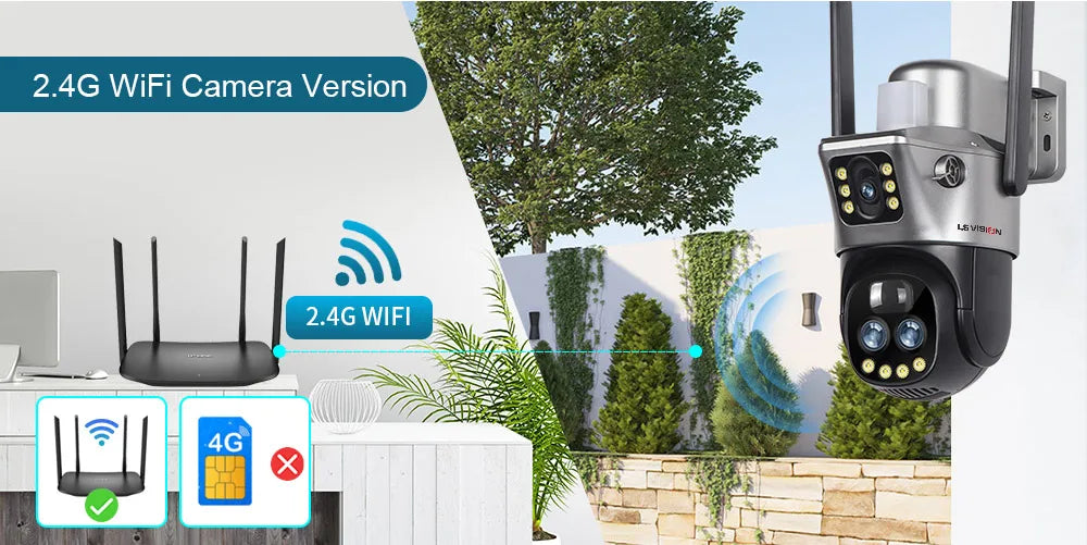 LS VISION Dual Screen Solar Camera 10X Zoom Outdoor WIFI/4G PTZ CCTV with Light Alarm