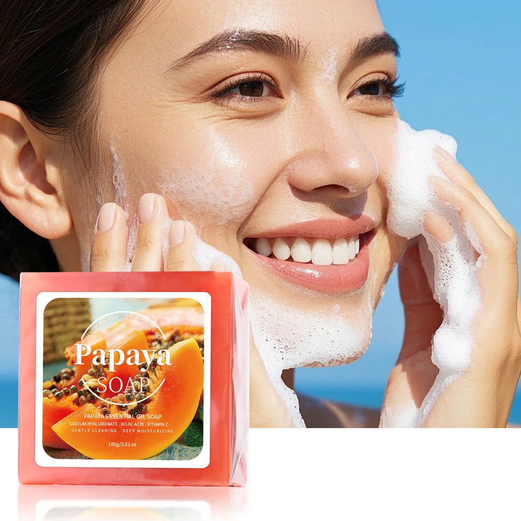 100g B+ Papaya Extract Nourishing Handmade Soap – Deep Cleansing Hydrating Bar with Coconut & Goat Milk