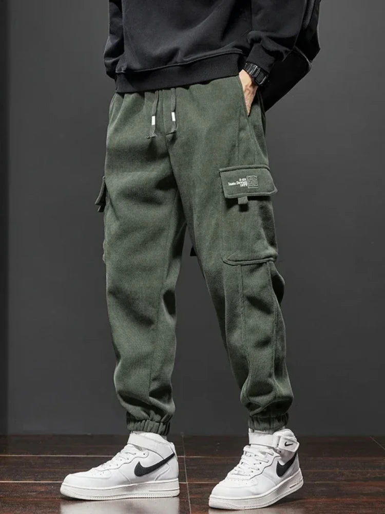 Men’s Casual Elastic Waist Jogger Pants – Spring & Autumn Stretch Straight Fit with Drawstring and Pockets