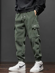 Men’s Casual Elastic Waist Jogger Pants – Spring & Autumn Stretch Straight Fit with Drawstring and Pockets