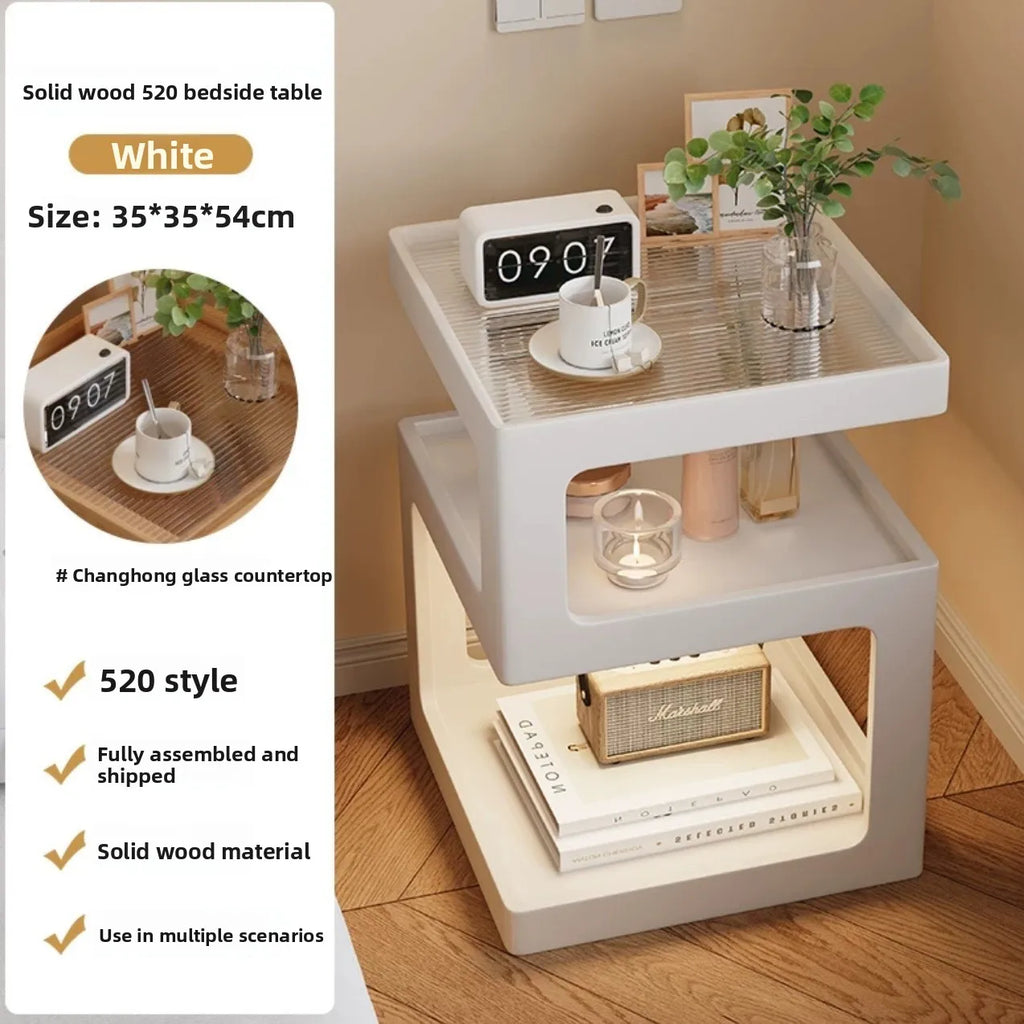 Solid Wood Bedside Table with Storage – Modern Minimalist Bedroom Side Table