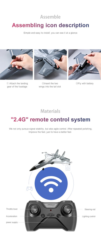 G1 RC Drone Glider Plane – 3 Channel Remote Control Foam Aircraft for Beginners & Pros