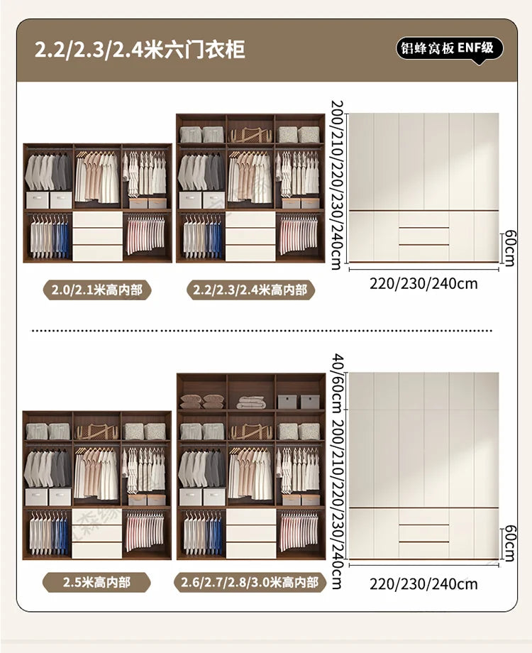 Luxury Nordic Modern Metal Wardrobe with Storage Drawers – Adult Bedroom Closet Furniture