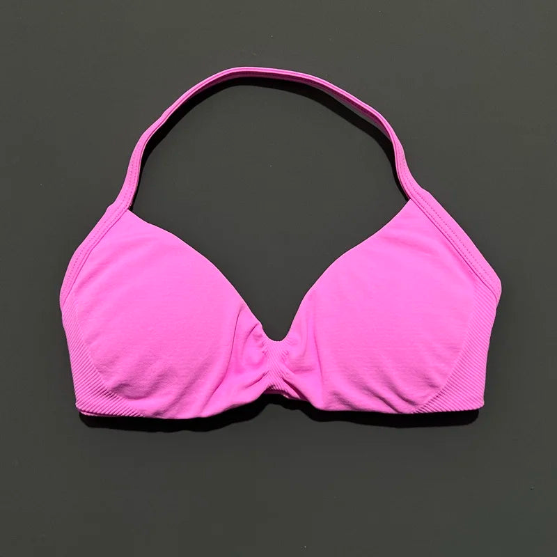 Strappy Backless Sports Bra for Women – Push-Up Yoga & Gym Top with Removable Cups