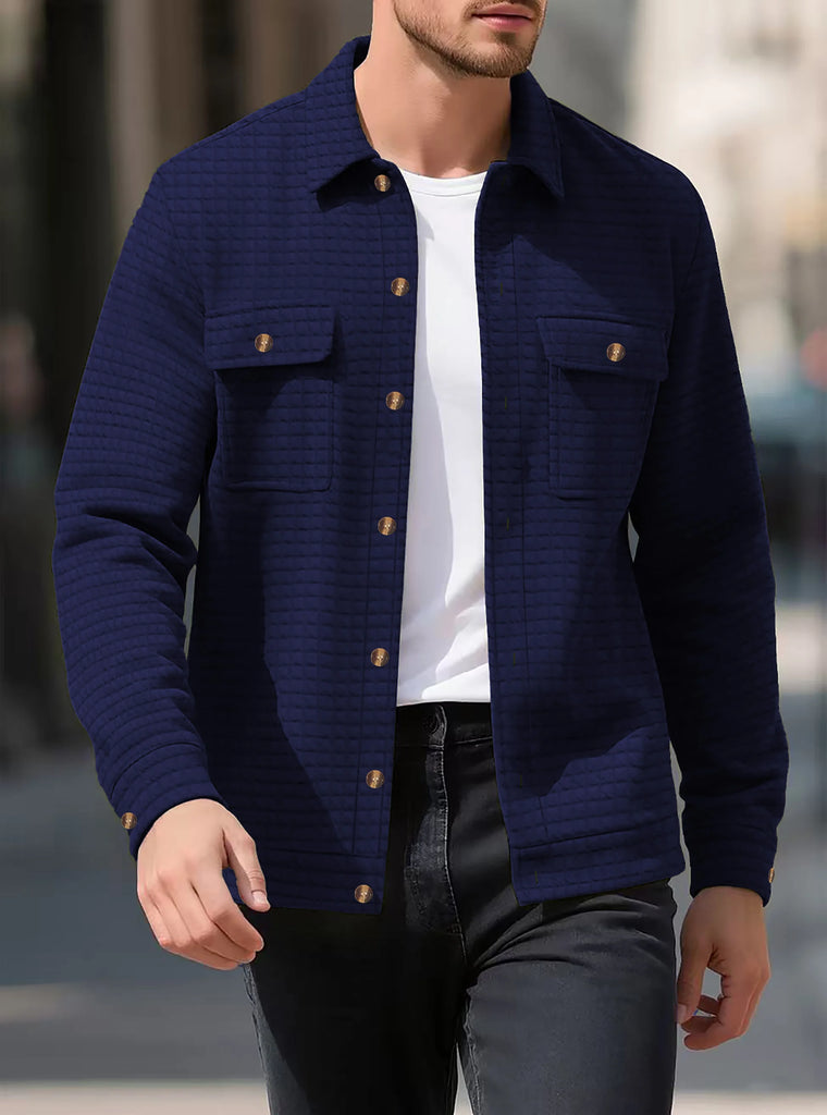 Men’s Spring Business Casual Single-Button Multi-Pocket Jacket