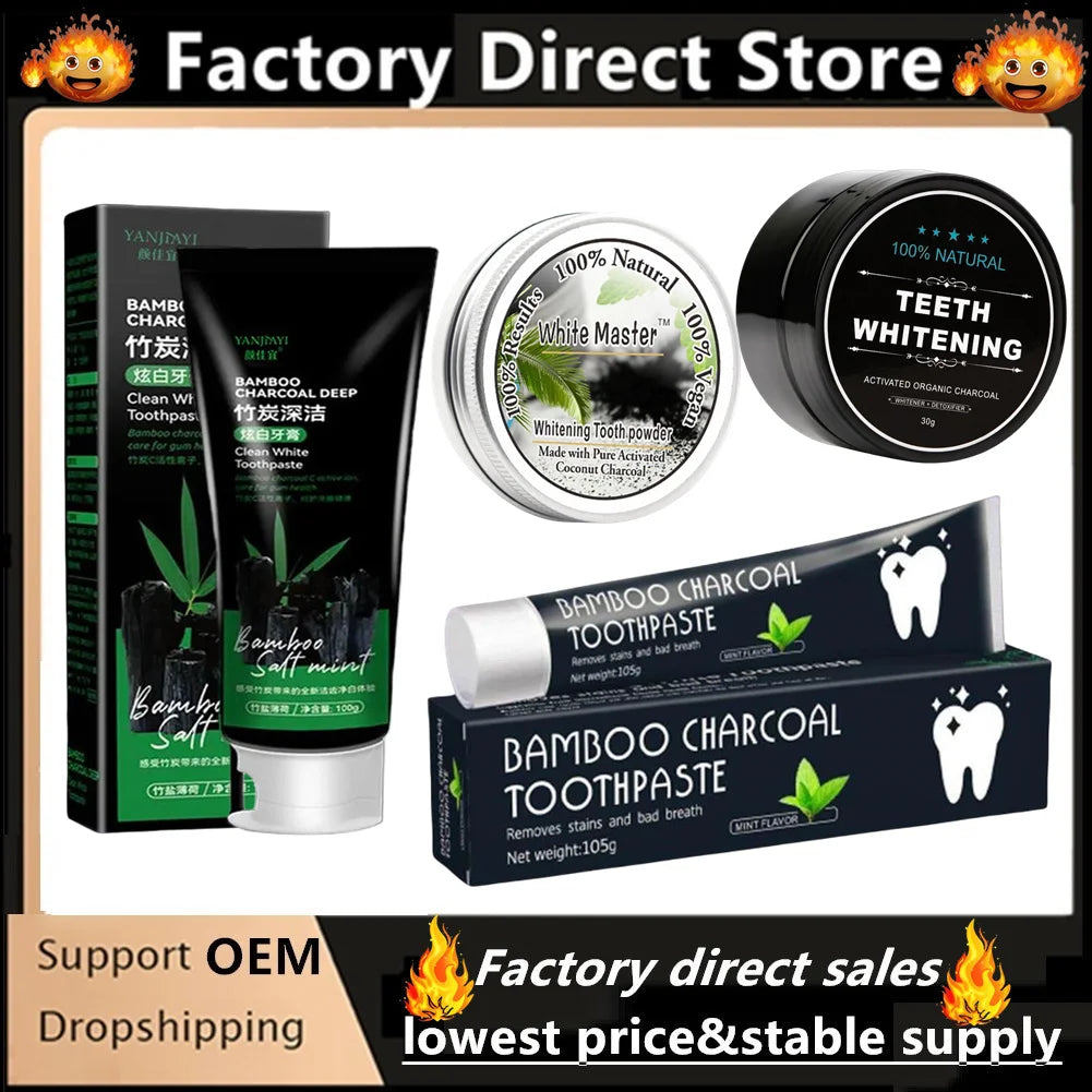 Bamboo Charcoal Toothpaste – Whitening, Activated Carbon for Yellow Teeth Removal & Fresh Oral Care