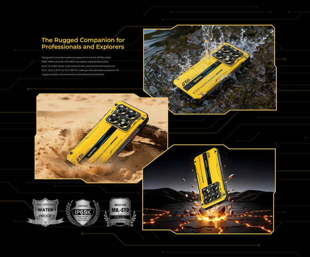 OUKITEL WP60 Rugged Smartphone 7.2” HD+ Display, 10000mAh, 108MP Camera, 48GB+512GB, Android 15, NFC, 120Hz