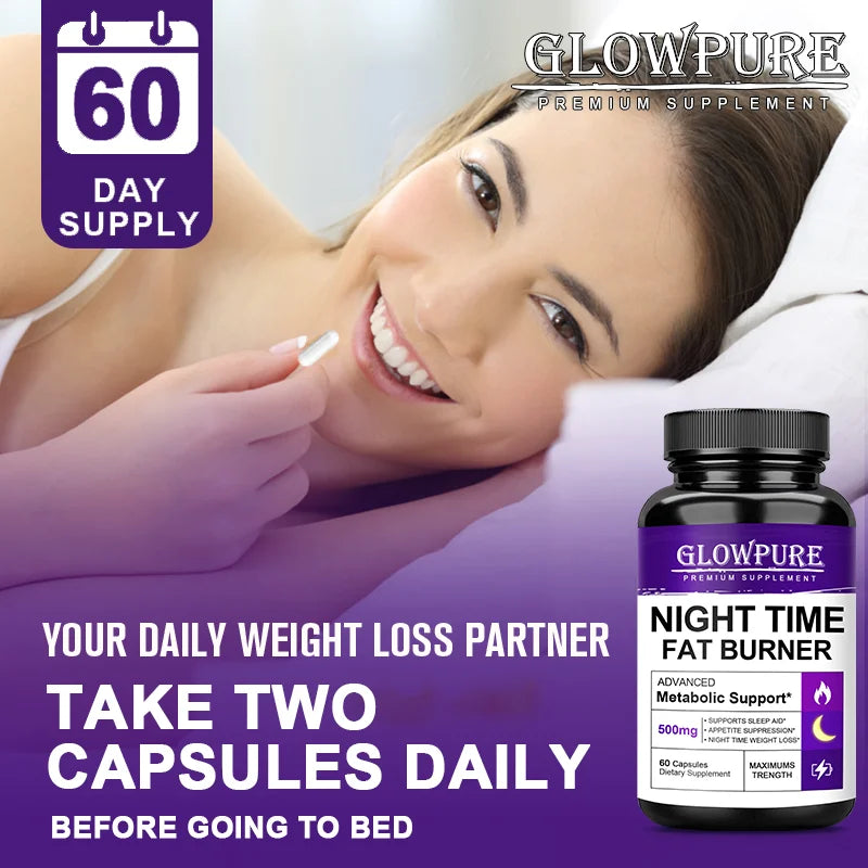 Powerful Natural Night Time Fat Burning & Cellulite Support Pills – Metabolism Booster Detox Supplement for Lean Physique