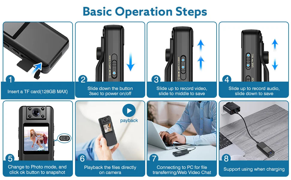 BOBLOV A22 Mini Body Camera 1080P HD with Night Vision, Magnetic Mount and LCD Screen