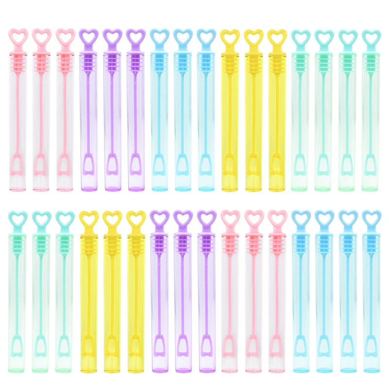 10-50pcs Colorful Heart Bubble Soap Bottles with Wands – Kids Party Favors & Wedding Gifts