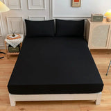 Kuup 3-Piece Solid Colour Queen Bedding Set – Polyester Fitted Sheet & Pillowcases with Elastic Band thumbnail 27