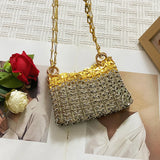 Silver Shiny Hand Woven Bead Sequin Crossbody Bag with Long Shoulder Strap for Women thumbnail 4
