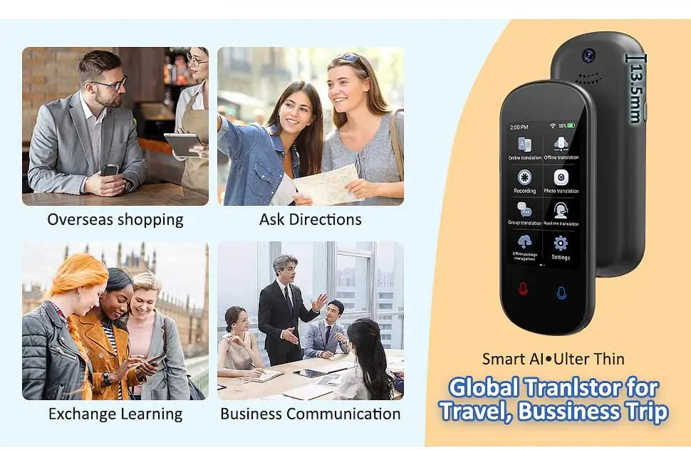 Z2 Instant AI Voice Translator 3.1” Touch Screen Portable Real-Time Translator with Recording & Photo for Travel, Learning, and Meetings