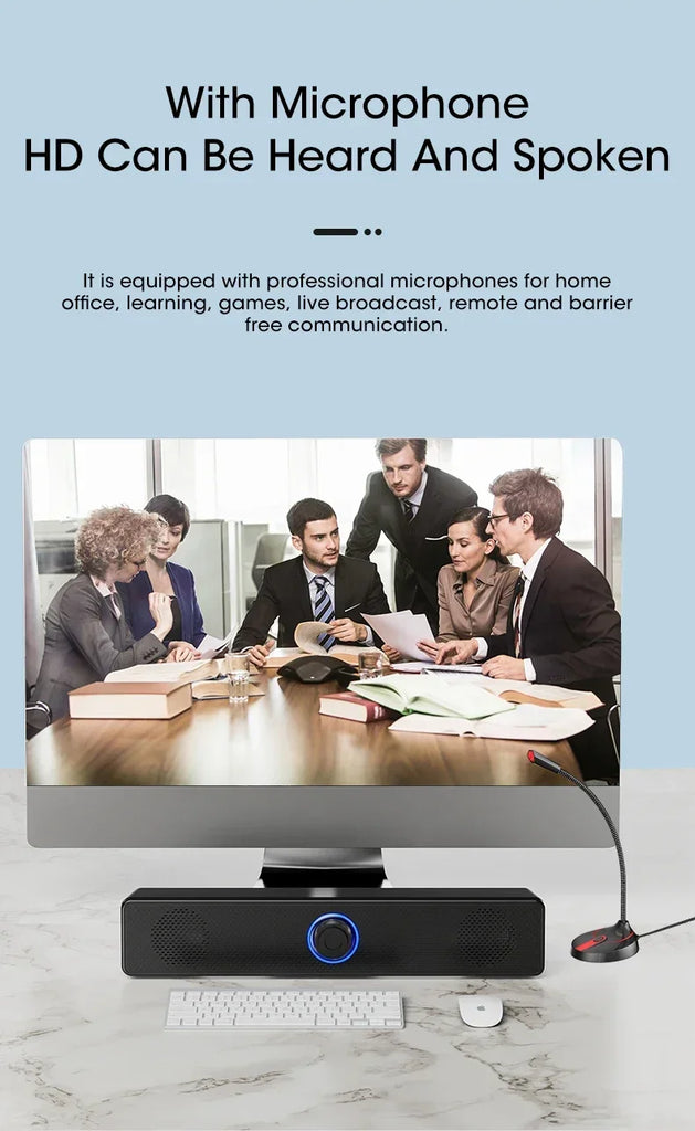 PC Soundbar Bluetooth Speaker – Wired & Wireless USB Powered for TV, PC, Laptop, Gaming, Home Theater