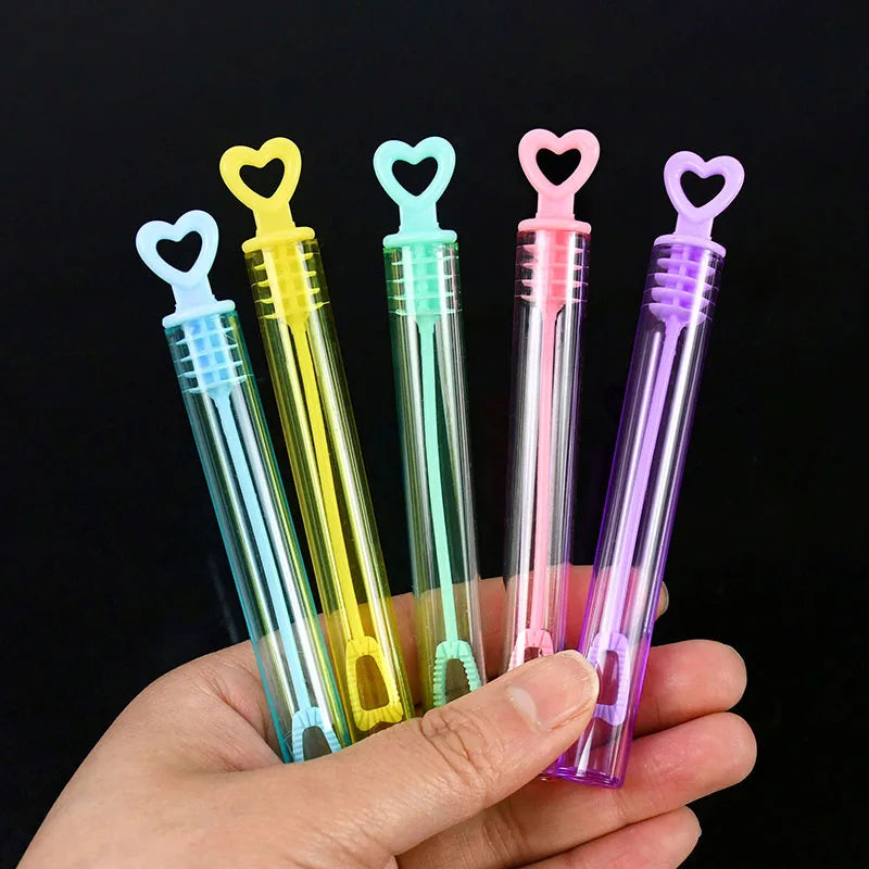 10-50pcs Colorful Heart Bubble Soap Bottles with Wands – Kids Party Favors & Wedding Gifts