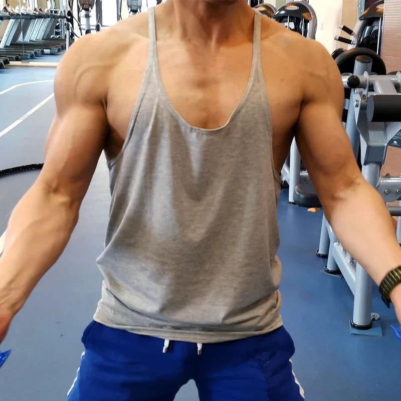 Men’s Gym Workout Bodybuilding Tank Top Y-Back Lightweight Muscle Fit Stringer Vest
