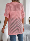 Casual Hollow Out Knitted Short Sleeve Cardigan for Women thumbnail 10